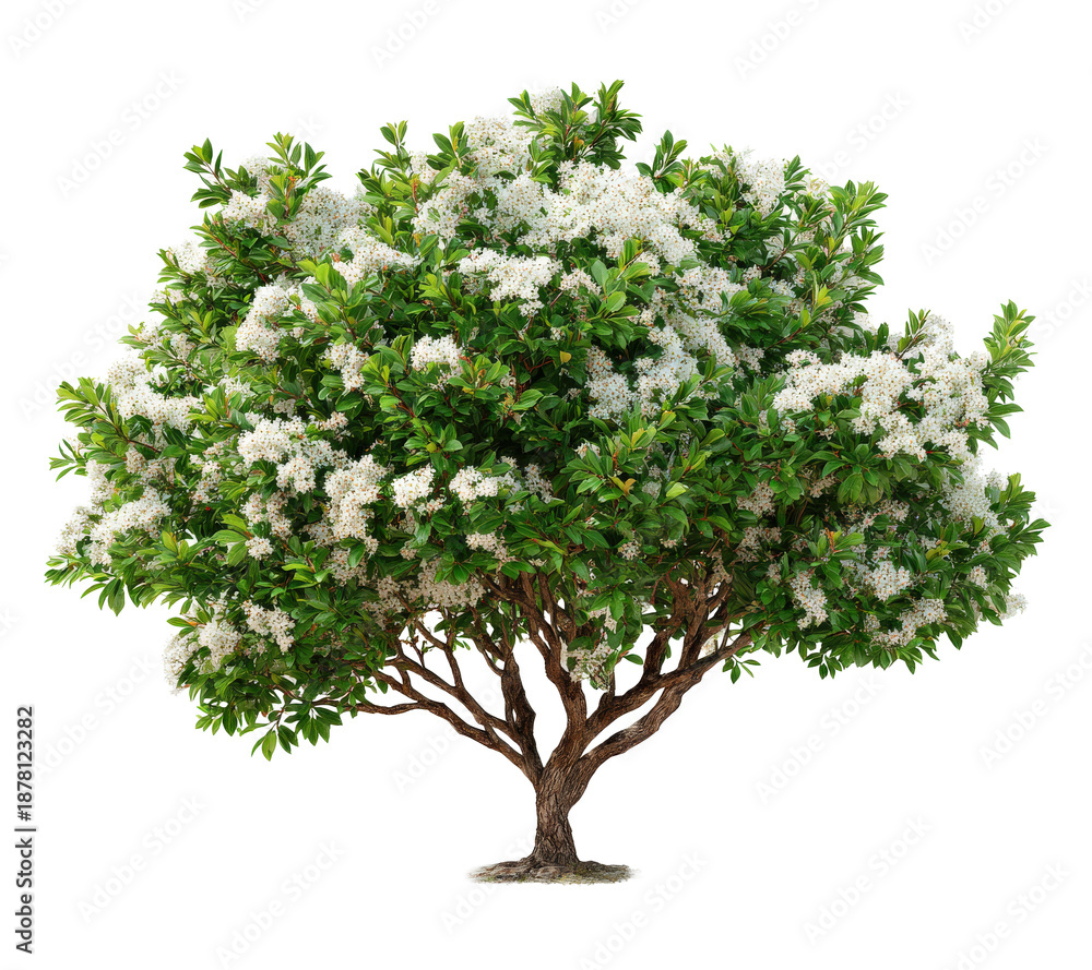 Obraz premium White Flowering Crape Myrtle Tree Isolated on White