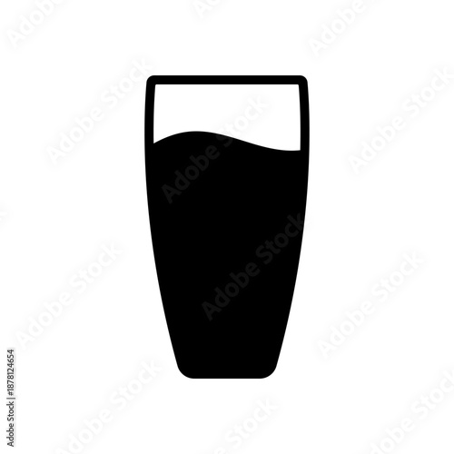 Glass icon. Black silhouette. Front and side view. Vector simple flat graphic illustration. Isolated object on a white background.