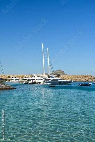 Quadro su tela Aegean Sea on Rhodes Island Greece in the Mediterranean on a Summer Day