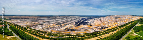 hambach, nrw, germany - 18 06 2025: the german open cast coal mine hambach from above panorama