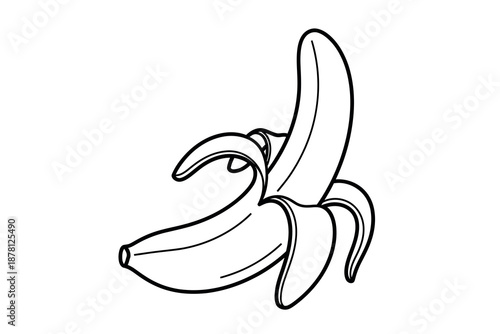 A black and white line drawing of a bunch of bananas