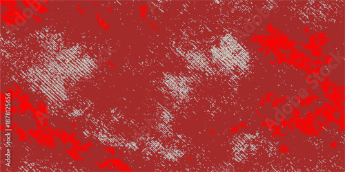 A dark and textured red grunge paint background features a dirty vintage pattern on an old aged wall illustration for a blood red Christmas backdrop design