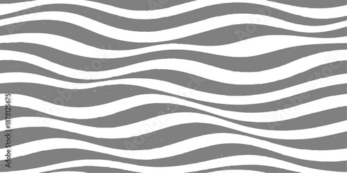 Seamless wave pattern of black and white stripes creates a wild zebra skin texture with nature-inspired lines for a bold animal print wallpaper design