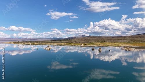CALIFORNIA - 11.3.2025 - Great aerial footage circling counterclockwise around tufa formations in California's Mono Lake.