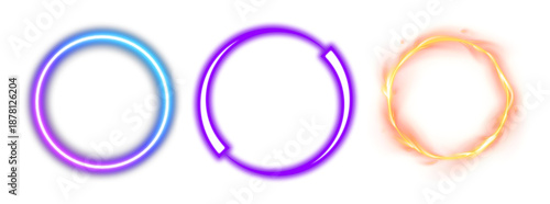 Vibrant neon circle shapes on white background