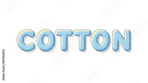 Soft blue cotton styled fluffy text saying Cotton