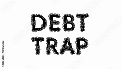 Black chain linked debt trap concept text illustrated