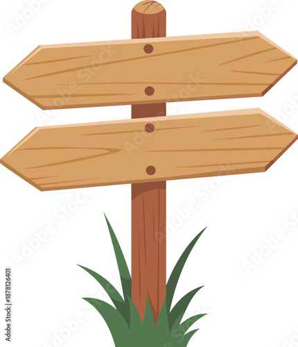 Wooden directional signpost on white background