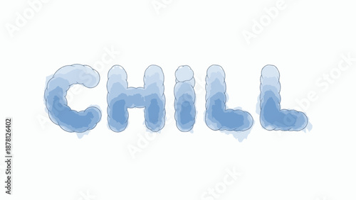 Blue chill text in fluffy cloud shape vector graphic