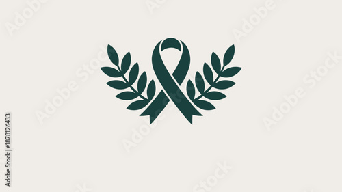 Awareness ribbon with laurel wreath Vector