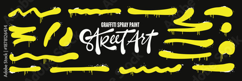 Yellow Graffiti Spray Paint Strokes and Street Art Text on Black vector illustration