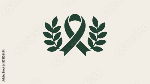 Green ribbon with laurel wreath Vector