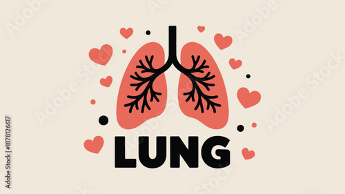 Illustration of human lungs with hearts Vector