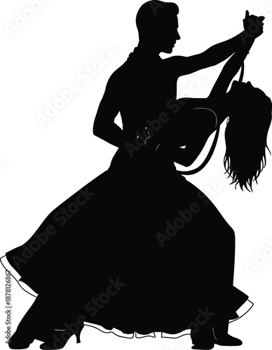 Ballroom Dance Performance Silhouette Graphic