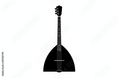 Musical Silhouette: The intricate form of a stringed musical instrument, with its distinct triangular body, stands out in stark contrast.