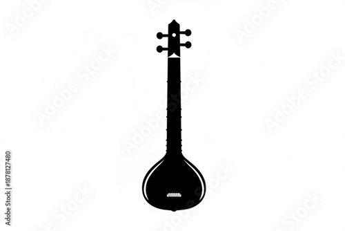 Musical Serenity: A beautifully detailed illustration showcases a traditional Indian stringed instrument, exuding an aura of cultural heritage and musical finesse.