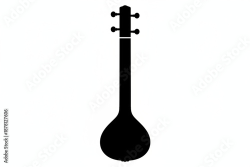 Melodious String Instrument: A stylized silhouette of a sitar stands tall, representing the rich musical heritage.