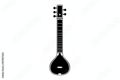 Classical Instrument: A meticulously detailed graphic illustration of a tanpura, a traditional Indian stringed instrument, evoking the rich musical heritage of India.
