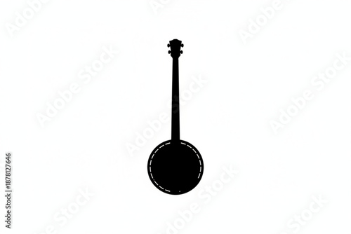 Silhouette of Banjo: a silhouette image of a banjo standing alone, ready to play. Perfect for music and entertainment themes.