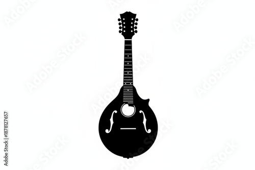 Elegant Mandolin Silhouette: A striking silhouette of a mandolin against a neutral backdrop, showcasing its graceful form and intricate details.