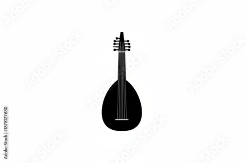Elegant Lute Silhouette: A classical musical instrument, gracefully depicted in a refined silhouette, suggesting the artistry and history of music.