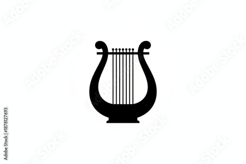 Melody of a Lyre: The image portrays a classical lyre, a timeless emblem of musical performance, standing out prominently against a plain background.
