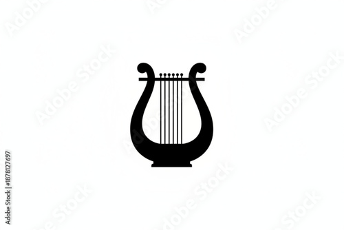 Elegant Lyre Silhouette: A simple, yet elegant, silhouette of a lyre against a pristine canvas, evoking a sense of classic music and artistry.