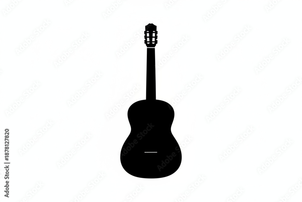 Fototapeta premium Classical Guitar Silhouette: A sleek, minimalist silhouette of a classical guitar, showcasing its elegant form and timeless design. A perfect visual for music enthusiasts and creative projects.