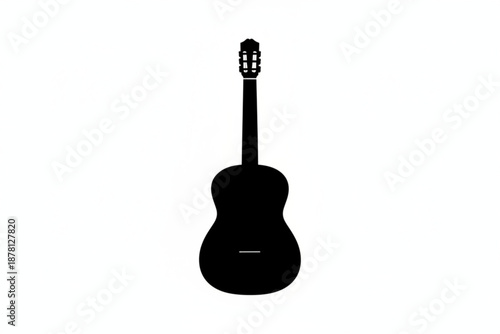 Classical Guitar Silhouette: A sleek, minimalist silhouette of a classical guitar, showcasing its elegant form and timeless design. A perfect visual for music enthusiasts and creative projects.