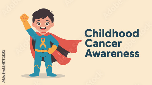 Young hero supports childhood cancer awareness Vector