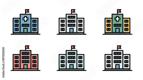 Set of medical facility icons Vector