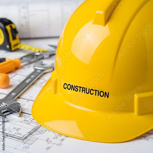 Yellow construction helmet with the word 
