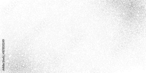 Abstract corner dust overlay, mist grain fade texture with speckled airbrush effect and minimal white surface for modern graphic design, vector illustration