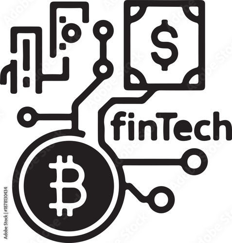 Bitcoin network icon with blockchain nodes and digital connections for cryptocurrency and decentralized finance technology design.