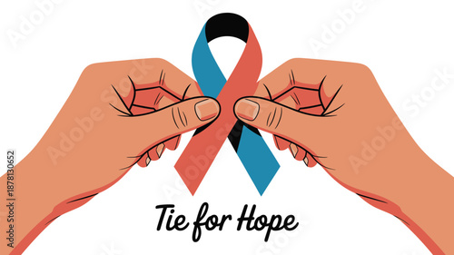 Hands holding ribbon for hope Vector