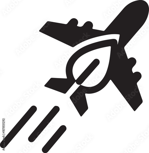 Sleek Jet Plane Icon with Dynamic Speed Lines Representing Fast Air Travel, Aviation Industry, and Rapid Logistics Movement