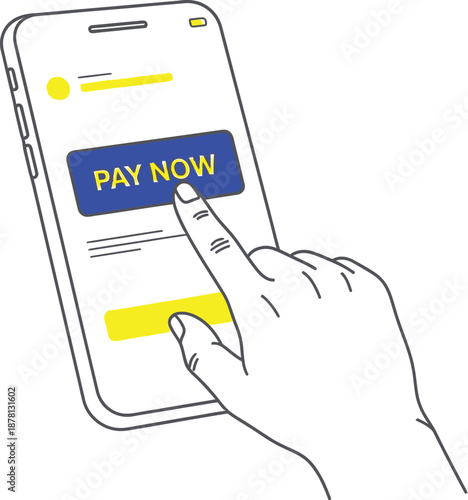 Finger pressing the 'Pay Now' button on a smartphone screen demonstrates immediate digital commerce action.