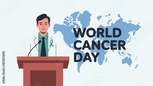 Speaker addresses world cancer day Vector