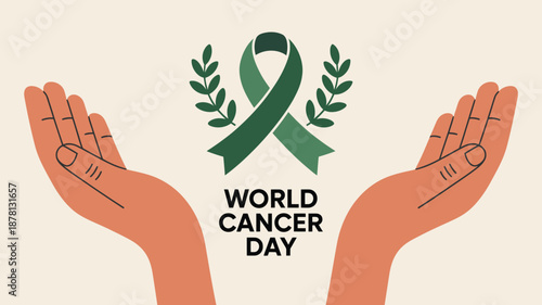 Hands raised for world cancer day Vector