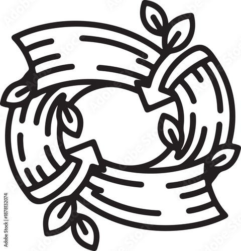 Stylized Leaf Vector with Spiral Pattern Internal Detail and Stem, Organic Foliage Design Element for Nature and Eco Branding