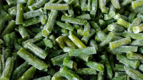 A pile of frozen green beans