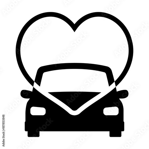 車とハートのリングのアイコン