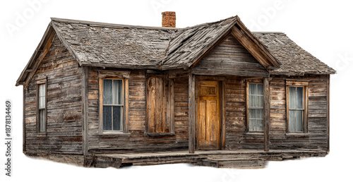 Abandoned Wooden Cabin with Weathered Exterior