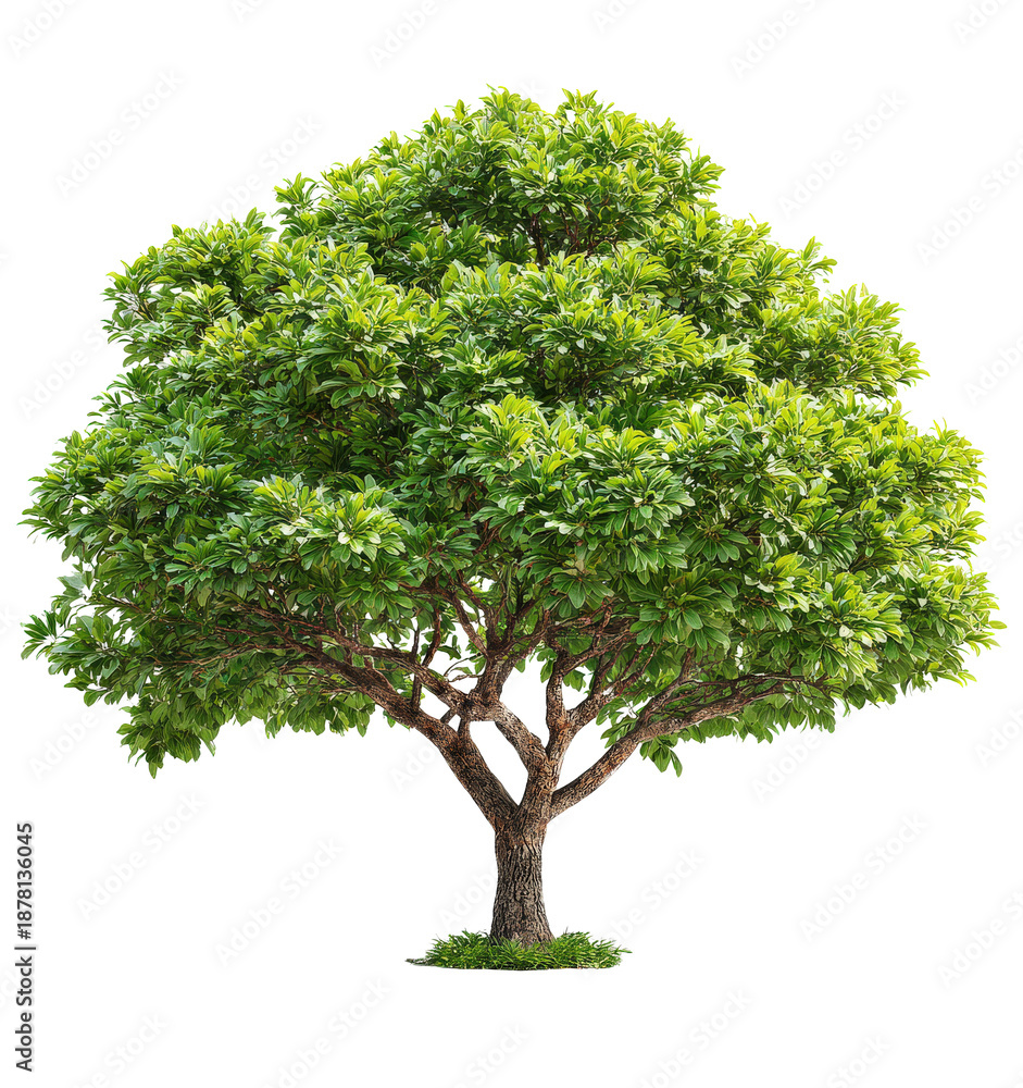 Obraz premium Lush Green Tree with Full Foliage and Brown Trunk