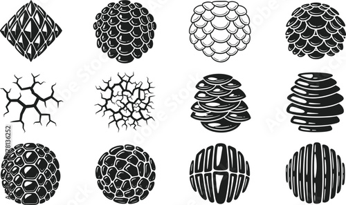 Collection of various silhouette patterns and textures in black and white