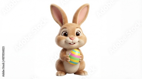 Easter bunny holding a colorful egg