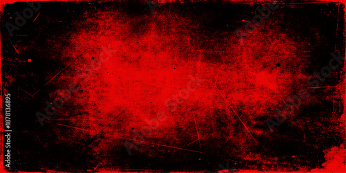 A dark red vintage wall texture with a grunge paint effect creates an aged horror backdrop featuring a dirty blood color pattern on a textured metal design