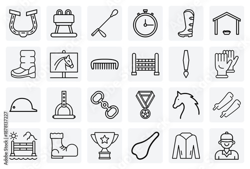 Equestrian Sports And Horse Riding Competition – Jockeys, Show Jumping, And Racing Gear For Athletic And Hobby Themes