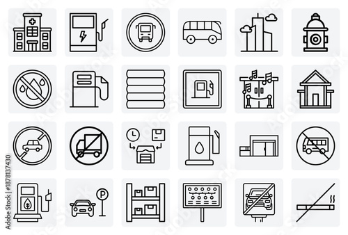 Urban Infrastructure And City Life – Transportation, Public Services, Buildings, And Street Signs For Municipal And Planning Designs