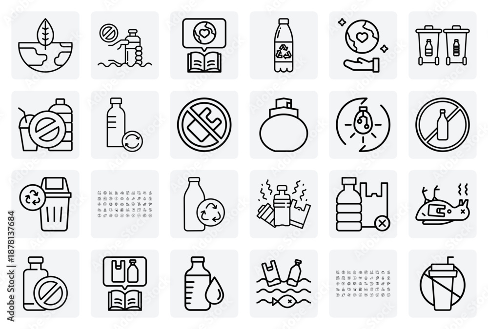 Fototapeta premium Fight Plastic Pollution – No Plastic Bottles, Cups, And Packaging For Environmental Awareness And Zero Waste Campaigns